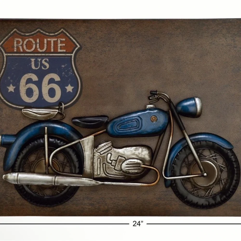 DecMode Rustic Route 66 Metal Wall Decor, 24